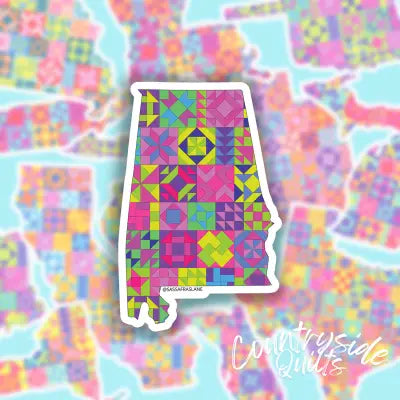 Alabama State Quilt Stickers 6pk