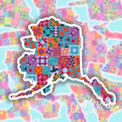 Alaska State Quilt Stickers 6pk