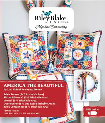 Americana America the Beautiful Machine Embroidery USB