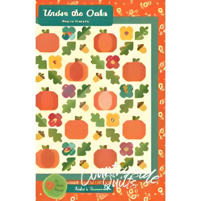 Decorative Anka’s Treasures Oaks Pattern with orange pumpkins, oak leaves, and flowers