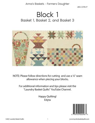 Anna's Baskets - Farmers Daughter Block 1 Pattern