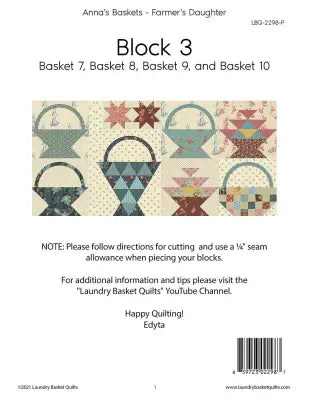 Anna's Baskets - Farmers Daughter Block 3 Pattern