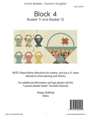 Anna's Baskets - Farmers Daughter Block 4 Pattern