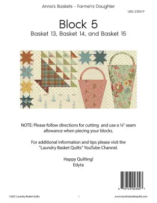 Anna's Baskets - Farmers Daughter Block 5 Pattern