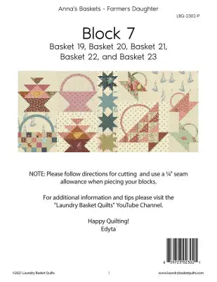 Anna's Baskets - Farmers Daughter Block 7 Pattern