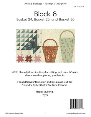 Anna's Baskets - Farmers Daughter Block 8 Pattern and Finish Instructions