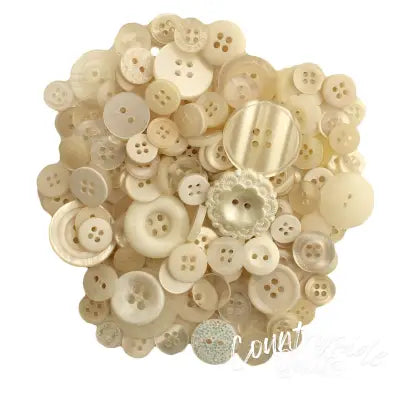 Antique White Buttons in Mason Jar