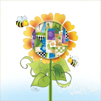 Art Panel 6in Quilted Flower