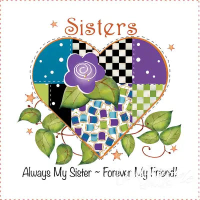 Art Panel Sisters Heart 6in