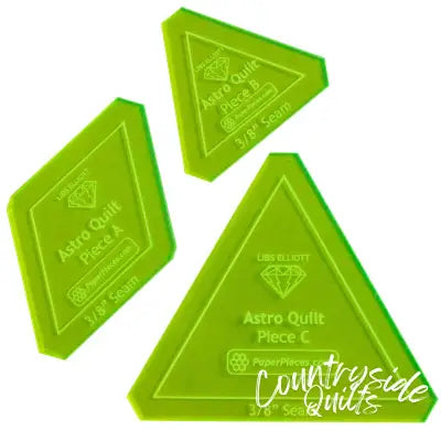 Astro Quilt Fabric Cutting Template Set 3/8in Seam Allowance 3pc