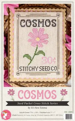 August Cosmos Seed Packet Cross Stitch Pattern