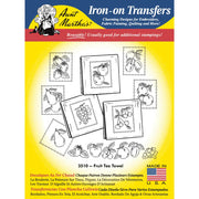 Iron-on transfer pattern sheet with fruit designs for Aunt Martha’s Fruit Tea Towels