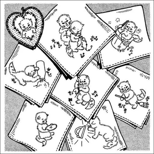 Collection of vintage Valentine’s Day greeting cards featuring Kewpie dolls for Aunt Martha’s tea towels