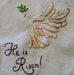 Embroidered dove with He is Risen text and leaf design from Aunt Martha’s Christian Blessings
