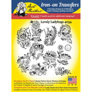 Iron-on transfer sheet with lovely ladybugs and flowers from Aunt Martha’s collection