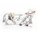 Simple sketch of a donkey and dancer in traditional attire for Aunt Martha’s quilting design