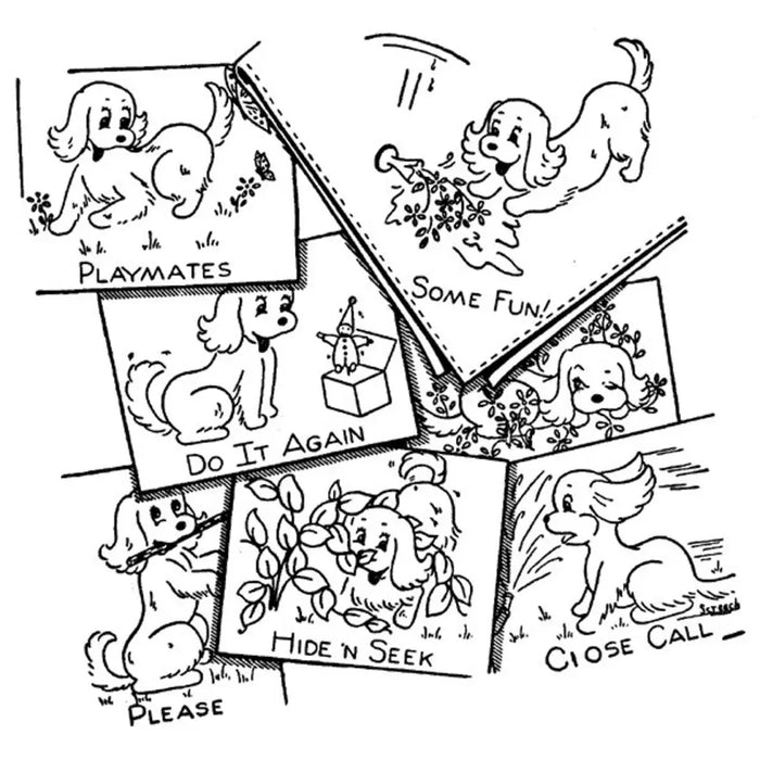 Cartoon dog handkerchiefs featuring playful cocker puppy pattern from Aunt Marthas® countryside quilts