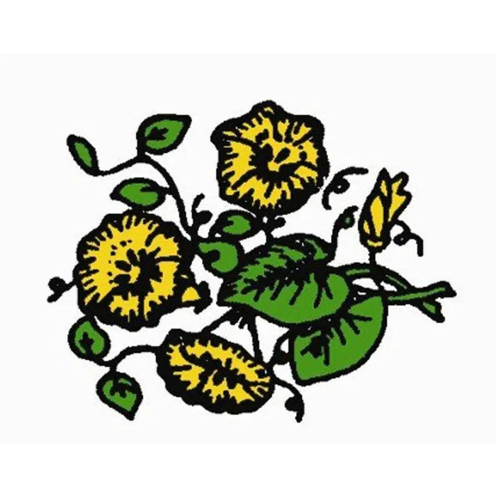 Yellow sunflowers with green leaves in simple sketch style for Aunt Martha’s® beautiful floral motifs