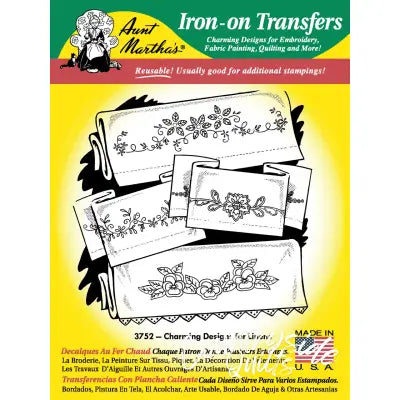 Aunt Martha’s® #3752 charming designs iron-on transfers for linens and countryside quilts