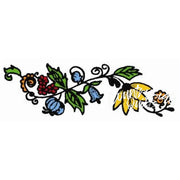 Floral vine illustration on Aunt Martha’s® Blue Onion fabric for countryside quilts