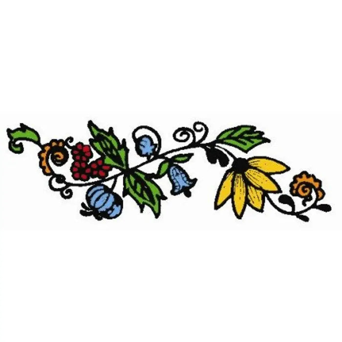 Floral vine illustration on Aunt Martha’s® Blue Onion fabric for countryside quilts