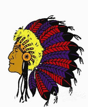 Native American headdress profile showcasing Aunt Martha’s® American Indian Designs for countryside quilts