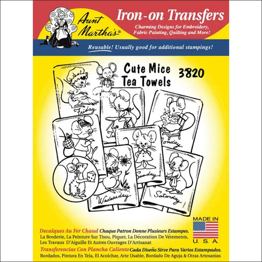 Aunt Martha’s® 3820 Mice Tea Towels Days of the Week