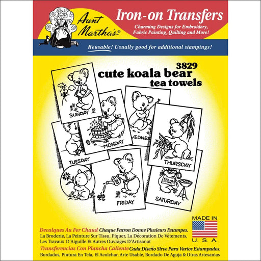 Aunt Martha’s® 3829 Koala Bear Tea Towels Days