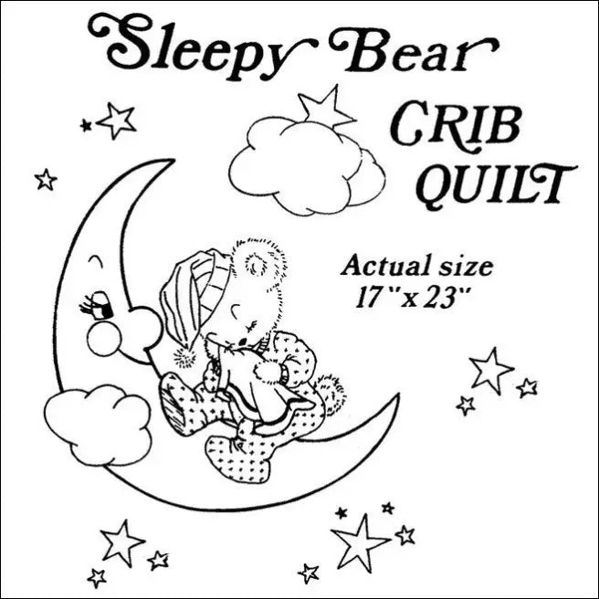 Sleepy bear crib quilt pattern from Aunt Martha’s® for a bear crib quilt design