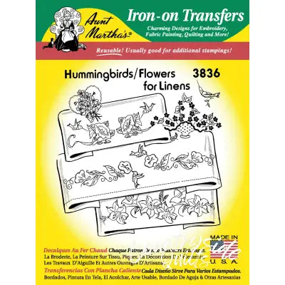 Aunt Marthas® hummingbirds & flowers iron-on transfer pattern for countryside quilts