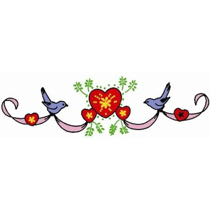Aunt Marthas countryside quilts Valentine’s Day border with birds and hearts for compare select