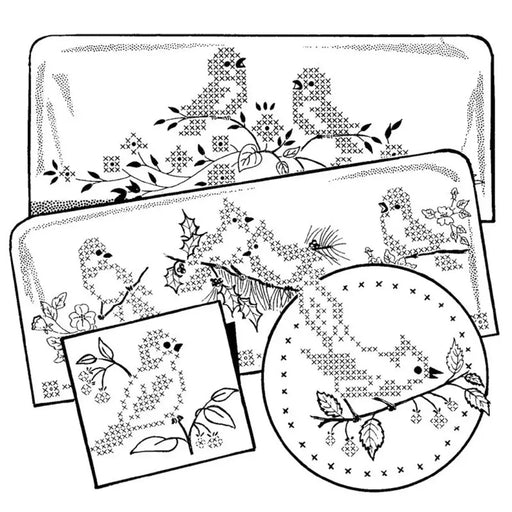 Cross stitch birds design from Aunt Marthas® for countryside quilts and embroidery projects