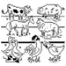 Cross-stitched farmyard animals on Aunt Marthas® countryside quilts for embroidery projects