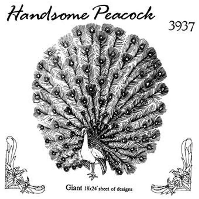 Intricate handsome peacock design on Aunt Martha’s® countryside quilts for sewing projects