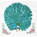 Embroidered handsome peacock with floral accents on Aunt Martha’s® countryside quilts