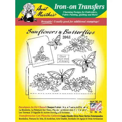 Aunt Marthas® Sunflowers & Butterflies iron-on transfers for countryside quilts