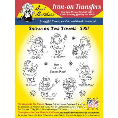Aunt Martha’s® 3951 Snowmen for Tea Towels Days