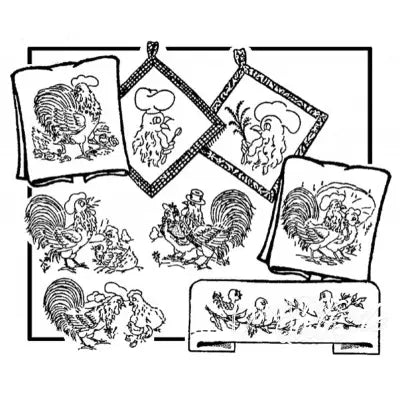 Aunt Marthas Chicken Romance countryside quilts kitchen linens for poultry lovers