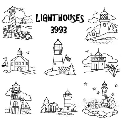 Aunt Marthas® Lighthouse embroidery patterns for countryside quilts compare select design