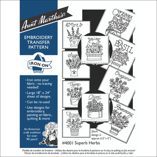 Aunt Martha’s® #4001 Superb Herbs Tea Towels/Kitchen Decor