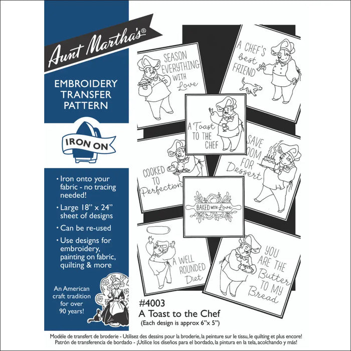 Aunt Martha’s® #4003 A Toast to the Chef Tea Towels/Kitchen