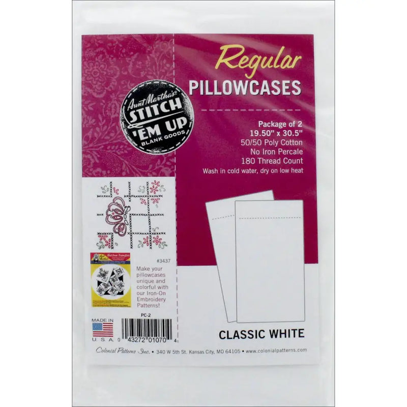 Aunt Martha’s® Regular Size Pillowcases - 2 pk PC-2