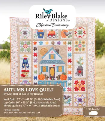 Autumn Love Quilt Projects - Machine Embroidery USB