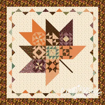 Awe of Autumn Digitally Printed Pressed Leaves Quilt Store Display