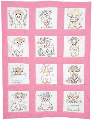 Baby Highland Cows Nursery Quilt Blocks