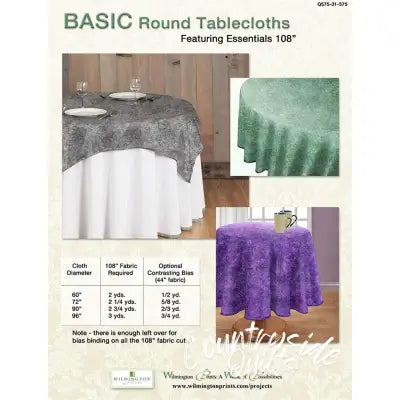 Basic Round Tablecloths, Free Download below, will NOT SHIP.