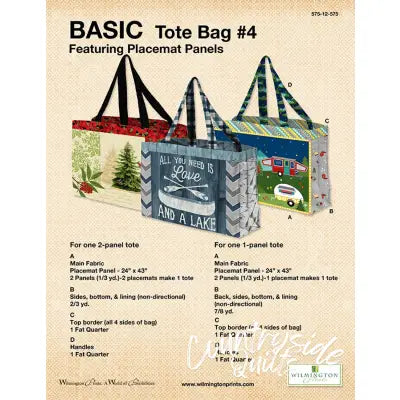 Basic Tote Bags Placemat Panels, Free Download below, will NOT SHIP.