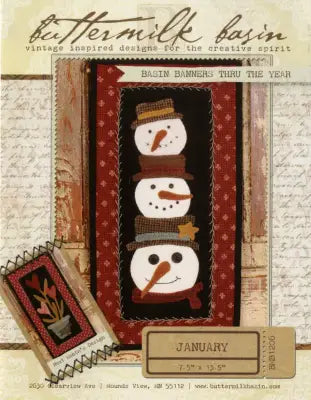 Basin Banners thru the Year January Stacked Snowmen