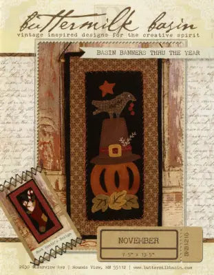 Basin Banners thru the Year November Pilgrim Hat & Pumpkin