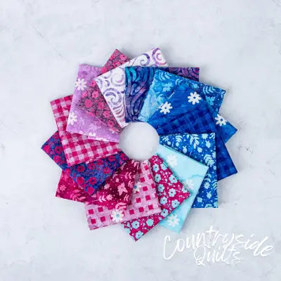 Batiks Daisy Dots Fat Quarter Bundle A, 14 Pcs.